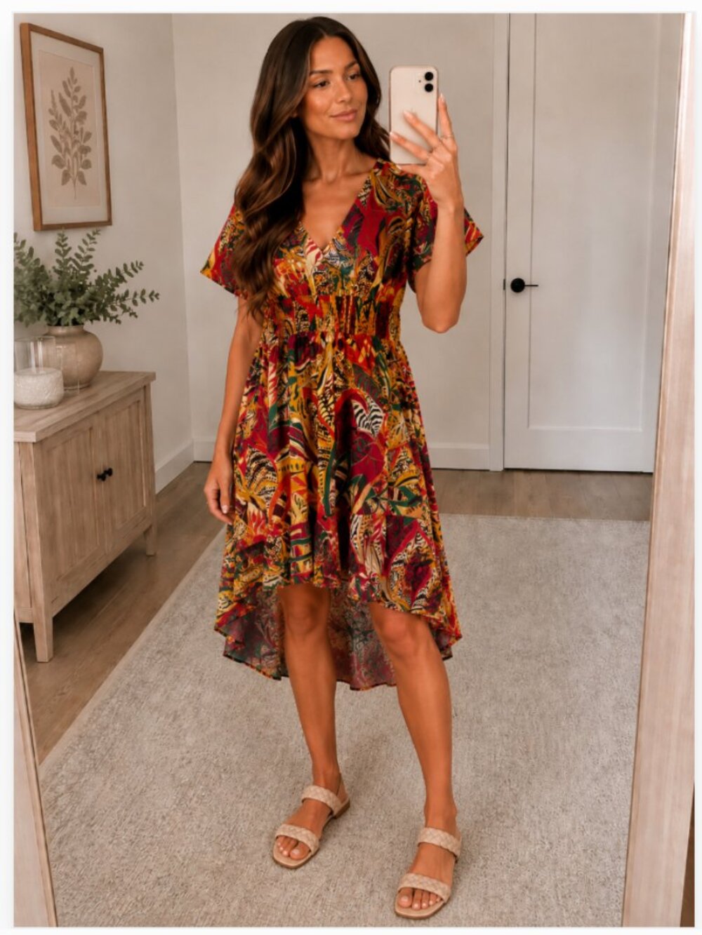 Mile Grabrielle Floral Print Dress Hi- Lo Dress Midi Dress XL
